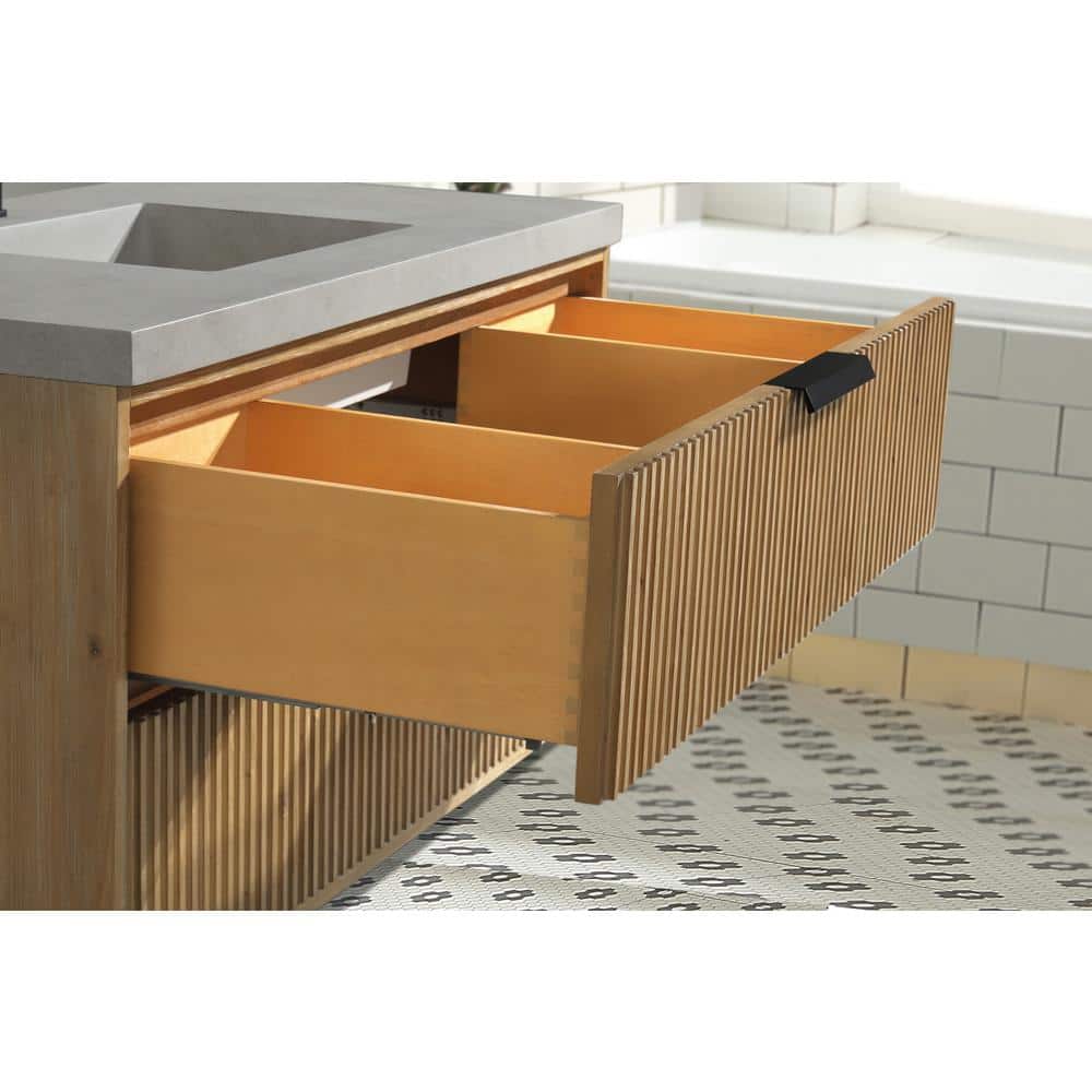 San Diego 42" Weathered Fir Floating Bathroom Vanity with Concrete Countertop