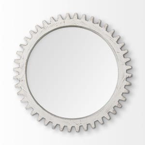 35.4 in. W x 35.43 in. H Wood White Decorative Mirror