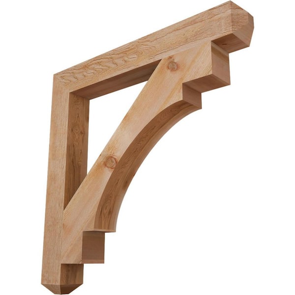Ekena Millwork 6 in. x 48 in. x 48 in. Western Red Cedar Merced Craftsman Rough Sawn Bracket