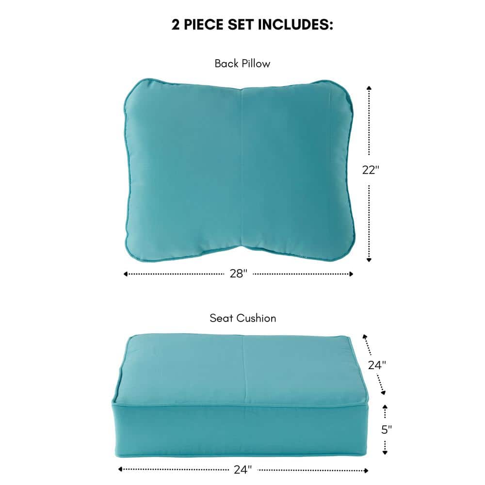 Teal Polyester Deep Seat Cushion Set for Outdoor Chairs