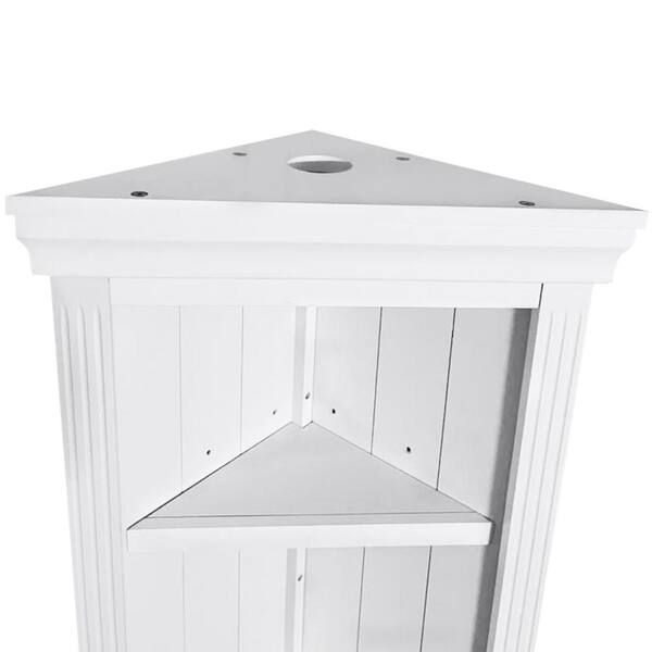 Harper & Bright Designs 83.4 in. Tall White Wood 5-Shelf Corner Accent Bookcase with LED Light, Adjustable Shelves ZJR007AAK