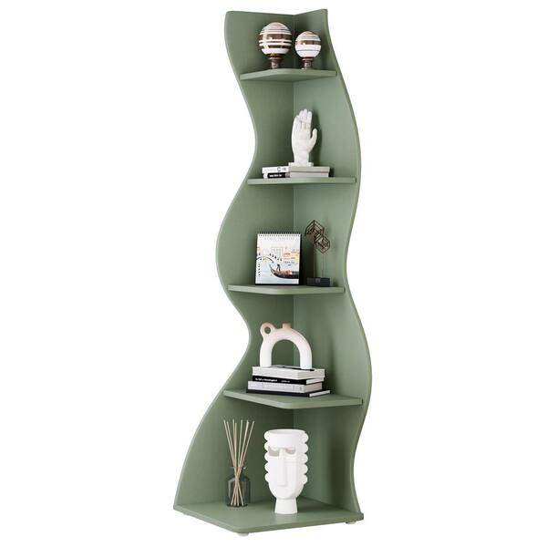 BYBLIGHT Eulas 69.8 in. Tall Green Engineered Wood 5-Shelf