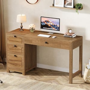 Witham 55.1 in. Rectangle Brown Wood 4-Drawer Desk with Spacious Desktop