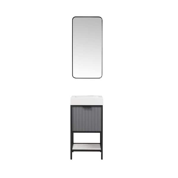 ROSWELL Marcilla 18 in. W x 18 in. D x 34 in. H Single Sink Bath Vanity in Grey with White Integral Sink Top and Mirror