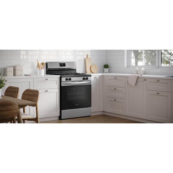 Frigidaire - 30 in. 4-Burner Freestanding Gas Range in Stainless Steel with Even Baking Technology