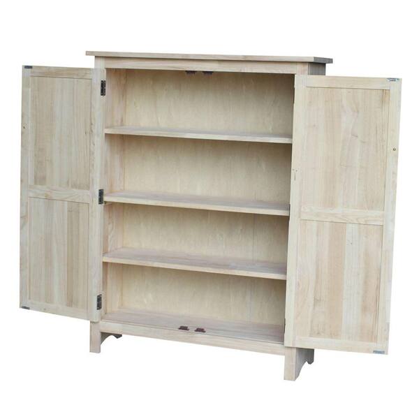 Solid Wood Pantry In Unfinished, Unfinished Wood Bookcase With Doors