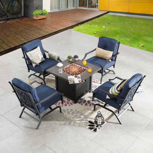 Piece Metal Patio Fire Pit Seating Set, Patio Festival 5 Piece Outdoor Dining Set