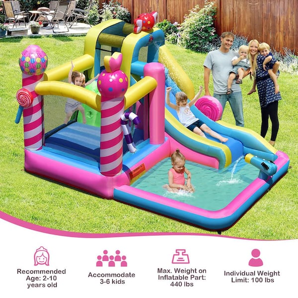 Costway Inflatable Bounce House Sweet Candy Bouncy Castle Bounce