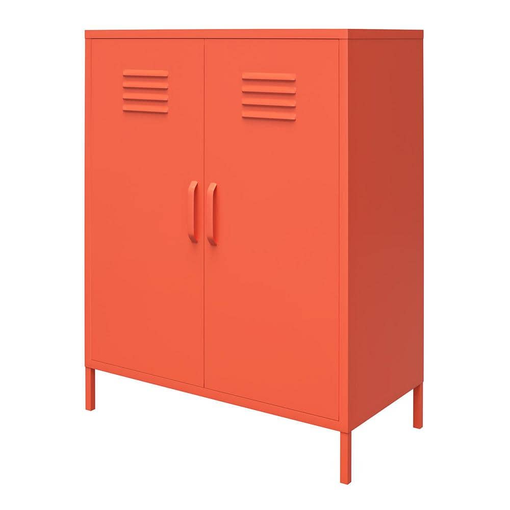 Novogratz Orange Metal Locker Style Storage Cabinet with Adjustable Shelves