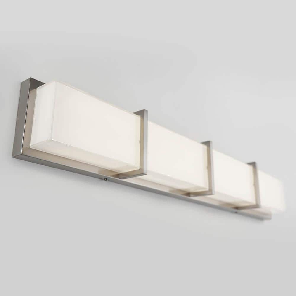 Modern Brushed Nickel 35" LED Vanity Light with Clear Glass Shade