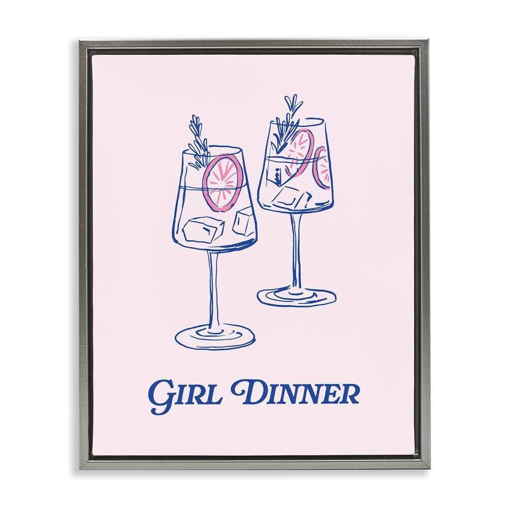 Girl Dinner Cocktails by House of Lulu Gray Floater Frame Food Graphic Art Print 31 in. x 25 in. price history on PriceWatchPro