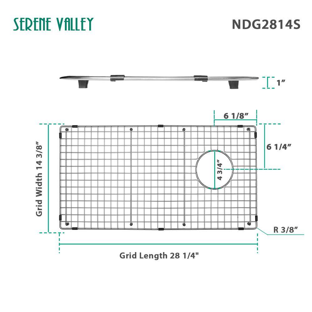 28-Inch Rectangular Stainless Steel Sink Grid with Side Drain