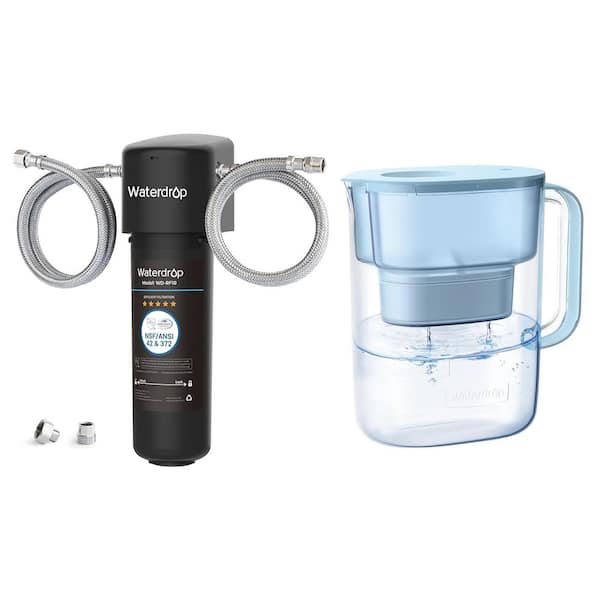 10UA Under Sink Water Filter System, Reduces PFAS, PFOA/PFOS, NSF 42 Certified，Extra Water Filter Pitcher Blue