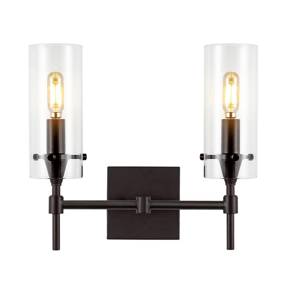 Cato Modern 13.5" Oil-Rubbed Bronze LED Vanity Light with Clear Glass