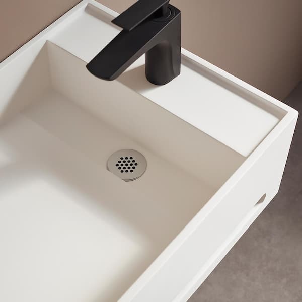 Serene Valley SVWS604-32WH 32 in. Wall-Mount Solid Surface Bathroom Sink with Built-in Towel Bar Sink Finish: White