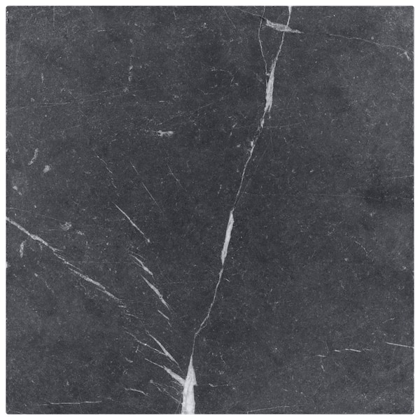 Heritage Nero 6 in. x 0.37 in. Tumbled Marble Floor and Wall Tile Sample
