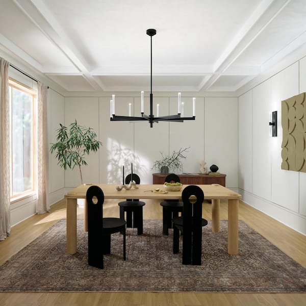 KICHLER Sycara 48.5 in. 8-Light Integrated LED Black Modern Crystal Chandelier for Dining Room