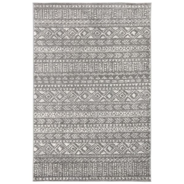 Tulum 3 ft. x 5 ft. Dark Gray/Ivory Geometric Tribal Diamond Area Rug