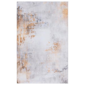 Tacoma Gray/Gold 8 ft. x 10 ft. Machine Washable Distressed Area Rug
