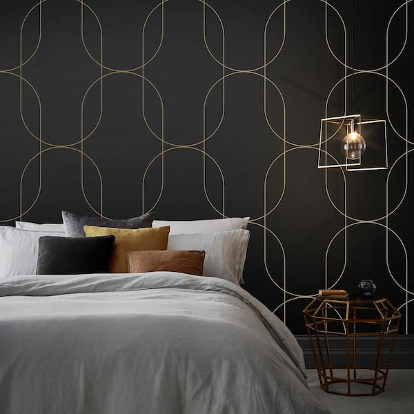 Palais Black and Gold Removable Wallpaper Sample