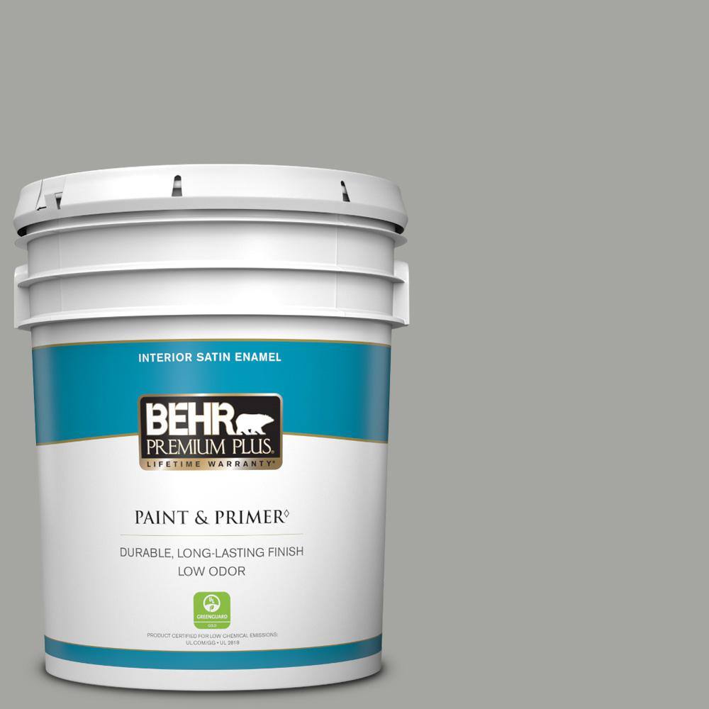 BEHR PREMIUM PLUS 5 gal. PPU2418 Great Graphite Satin Enamel Low Odor