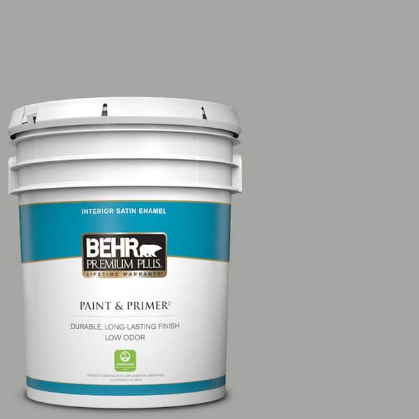 BEHR PREMIUM PLUS 5 gal. #PPU24-18 Great Graphite Satin Enamel Low Odor Interior Paint & Primer