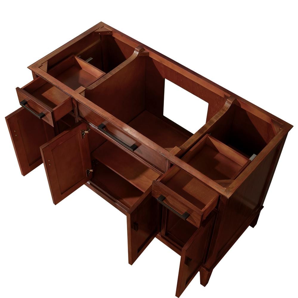 Transitional 48" Solid Wood Freestanding Vanity Base - Tobacco