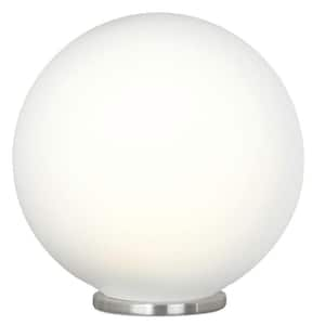 Rondo 9.88 in. W x 10.25 in. H 1-Light Silver Table Lamp with Frosted Opal Glass Shade