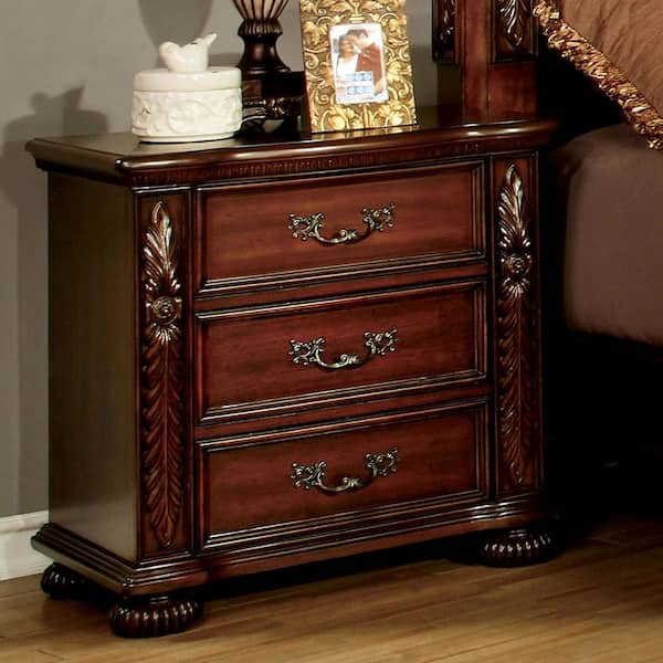 Furniture of America Colady Traditional Brown Cherry 3-Drawer Nightstand