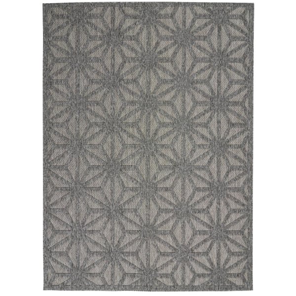 Home Decorators Collection Palamos Dark Gray 4 ft. x 6 ft. Geometric Modern Indoor/Outdoor Patio Area Rug