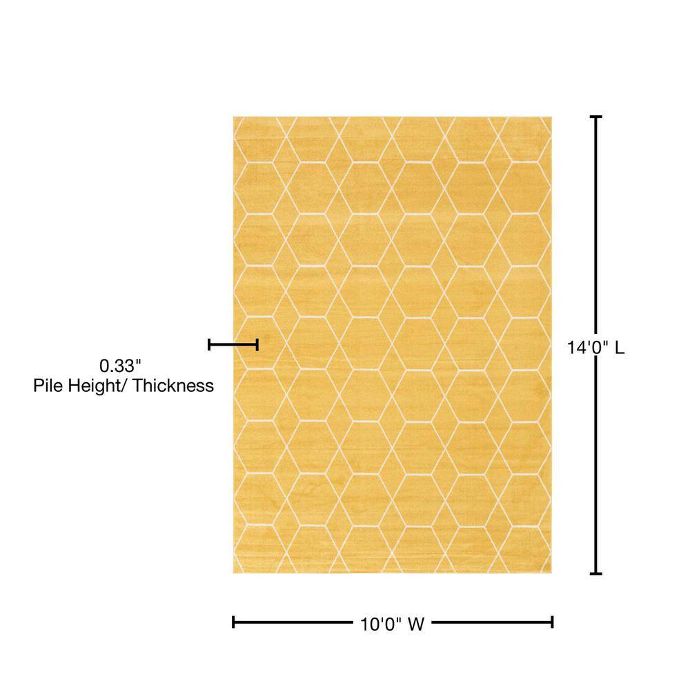 Yellow Geometric Trellis Easy Care Indoor Rug