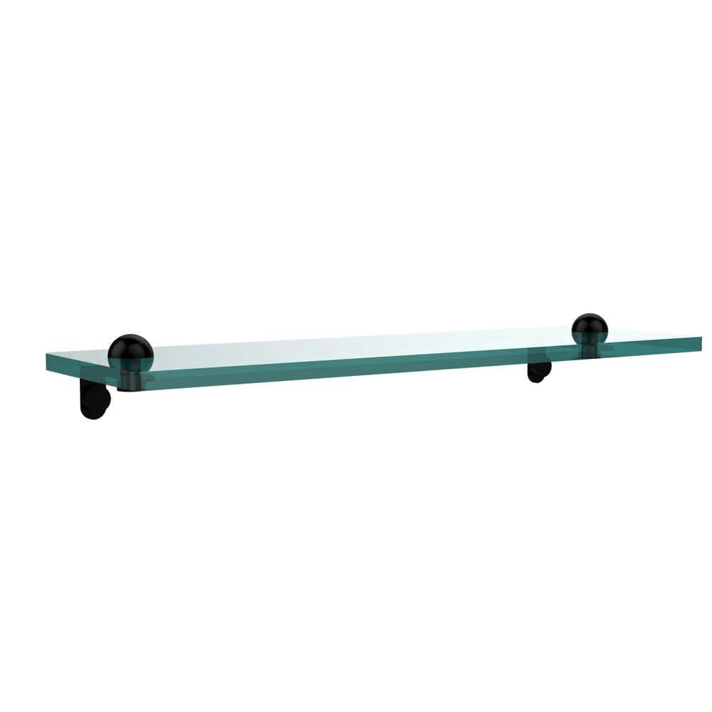 Matte Black Brass 16" Glass Vanity Wall Shelf