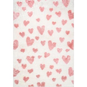 Alison Heart Shag Pink 3 ft. 2 in. x 5 ft. Area Rug