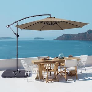 10 ft. Round Outdoor Patio Cantilever Offset Umbrellas in Taupe
