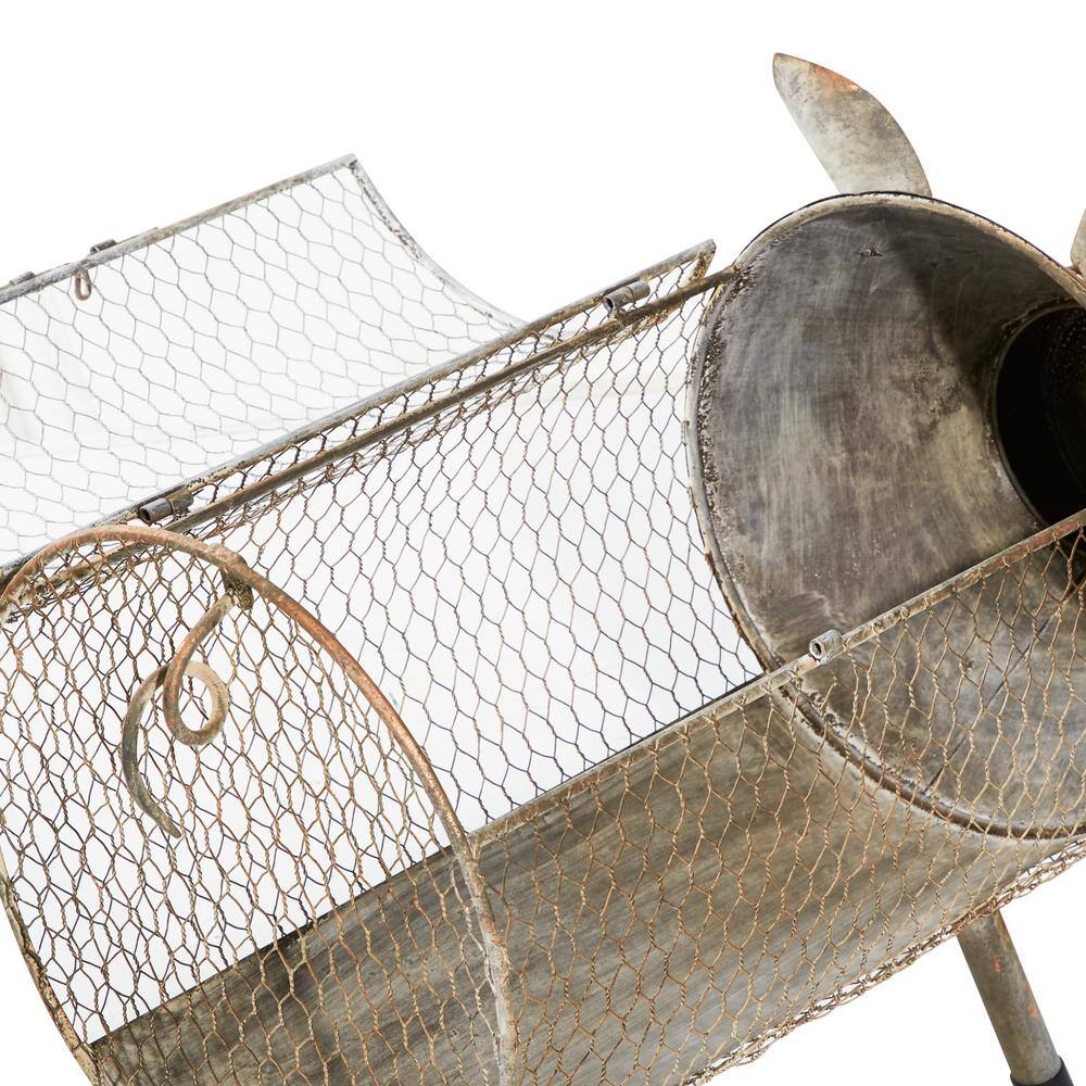 Rustic Brown Metal Pig Planter Set for Indoor/Outdoor