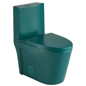 Ultraluxe 12 in. Rough-In one-piece 1/1.6 GPF Dual Flush Elongated Toilet in Matte Teal Green Seat Included