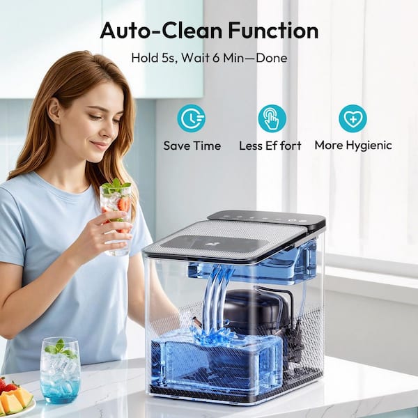 EUHOMY 8.1 in. 27 lb./Day Bullet Countertop Portable Ice Maker in