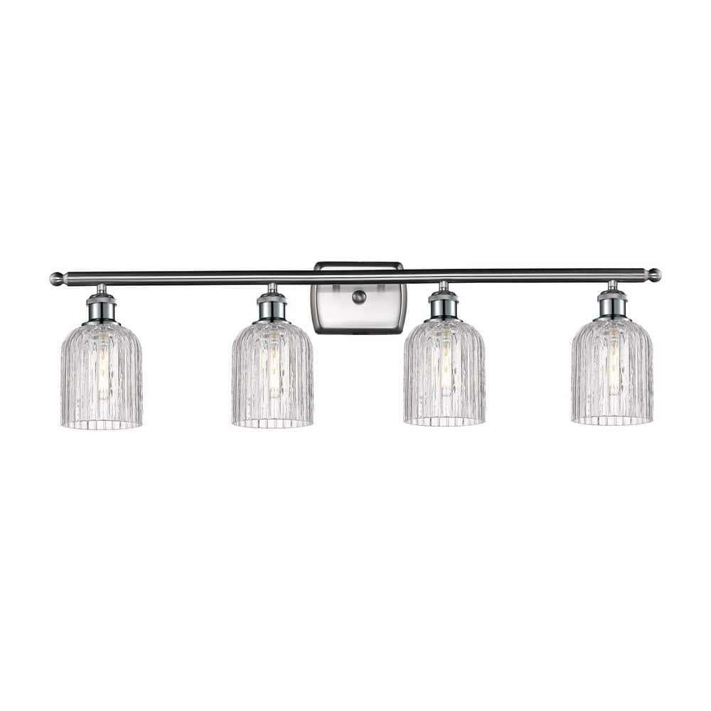 Bridal Veil 35 in. 4-Light Satin Nickel Vanity Light with Glass Shade price history on PriceWatchPro