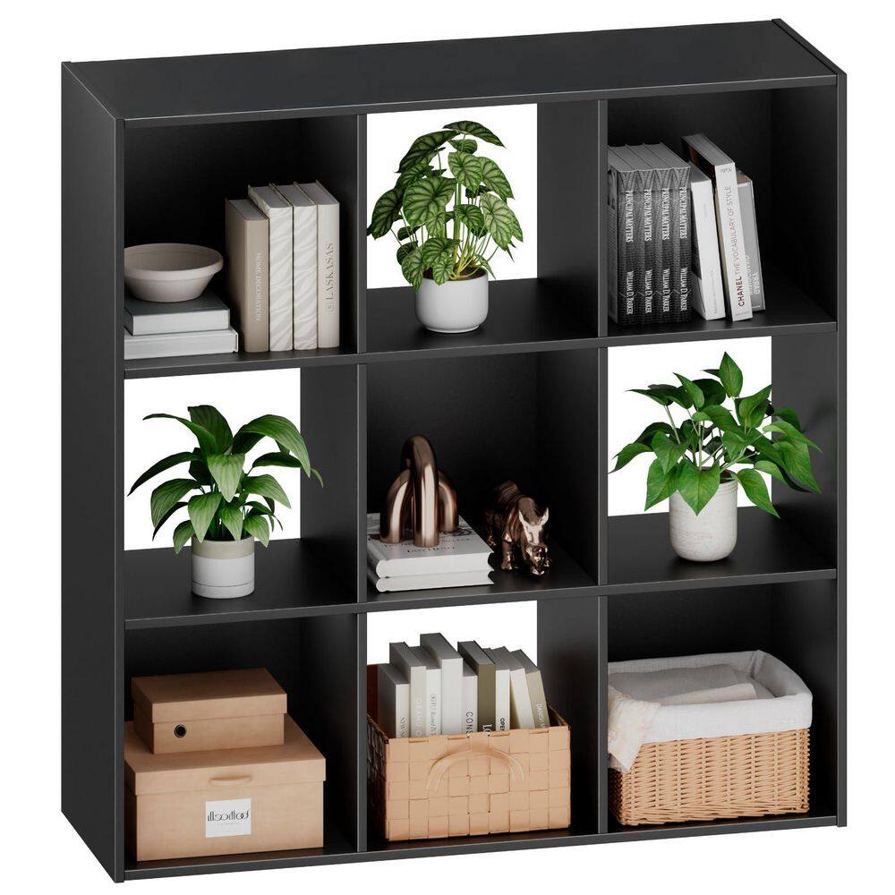 Chic 36 in. Tall Black Wood 9-Cube Storage Organizer Square Standard Bookcase with 3 Removable Back Panels price history on PriceWatchPro