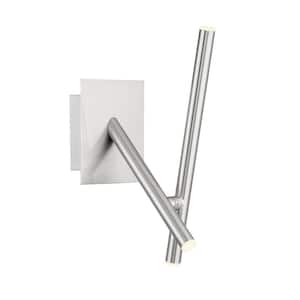 Crossroads 6" Satin Nickel Metal Integrated LED Wall Sconce