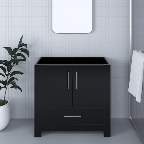 VOLPA USA AMERICAN CRAFTED VANITIES Boston 36 in. W x 20 in. D x 35 in. H Bath Vanity Cabinet without Top in Glossy Black