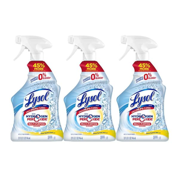 Power and Free 32 oz Hydrogen Peroxide Citrus Sparkle Zest Scent Disinfecting All-Purpose Cleaner Trigger Spray (3-Pack)