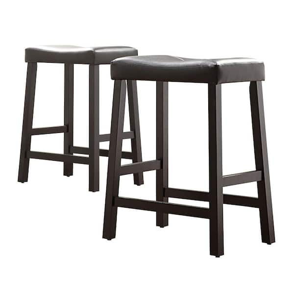 Unbranded 24 in. Black Cushioned Bar Stool (Set of 2)