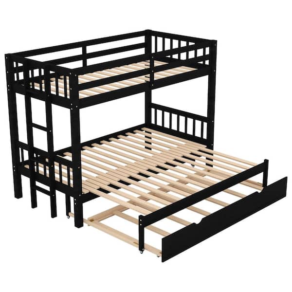 Z-joyee Espresso Twin over Pull-out Bunk Bed with Trundle
