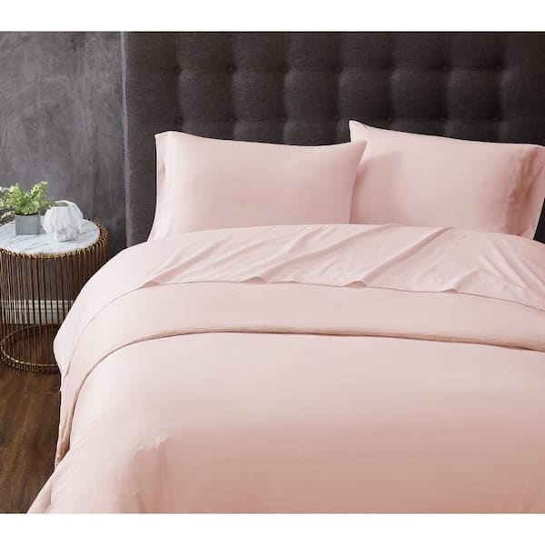 TRULY CALM Antimicrobial 4-Piece Blush Microfiber King Sheet Set