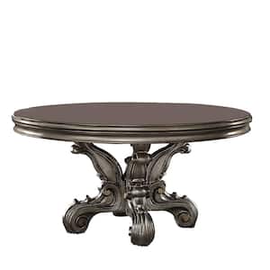 Versailles Antique Platinum Wood Pedestal Dining Table Seats 6