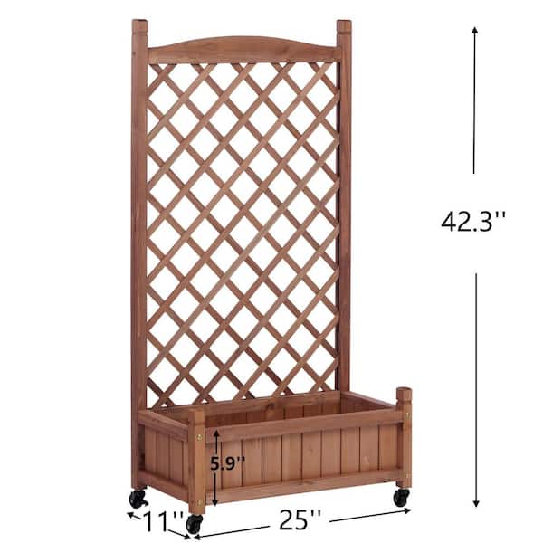 SpassWay Wood 11 in. L x 25 in. W x 42.3 in. H Bed with Trellis 2