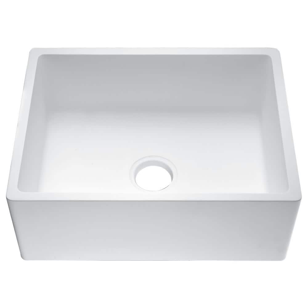 Matte White Stone Farmhouse Single Bowl Kitchen Sink
