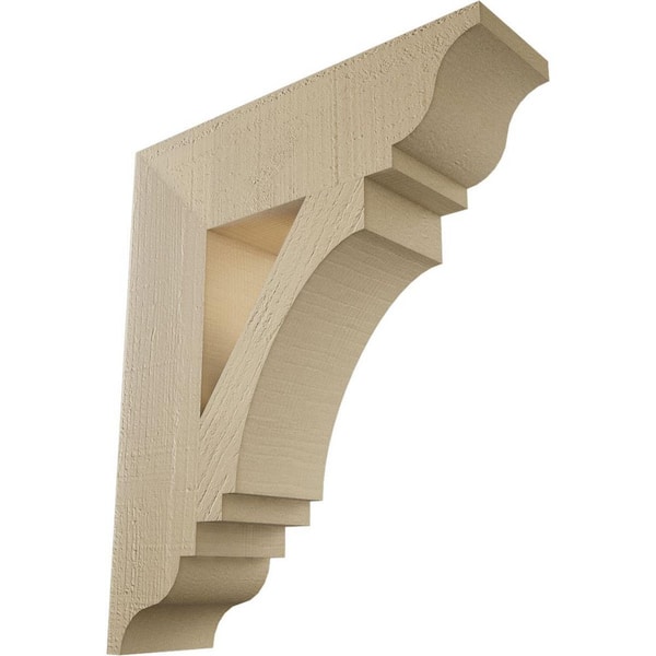 Ekena Millwork 5.5 in. x 24 in. x 20 in. Imperial Traditional Rough Cedar Woodgrain Timberthane Polyurethane Bracket, Primed Tan