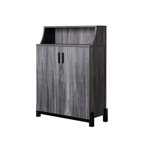 Liguari 44 in. H x 33 in. W Gray Particle Board Shoe Storage Cabinet